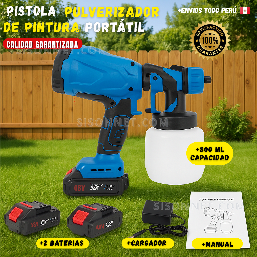 PaintPro™ Pulverizador Inalámbrico +2 Baterías 48V🔥| Boquillas Intercambiables