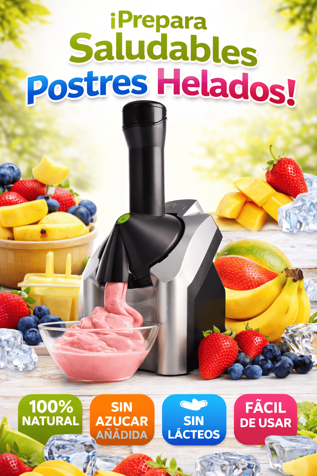Máquina de Helados de Frutas 3 en 1 | Saludable y Natural