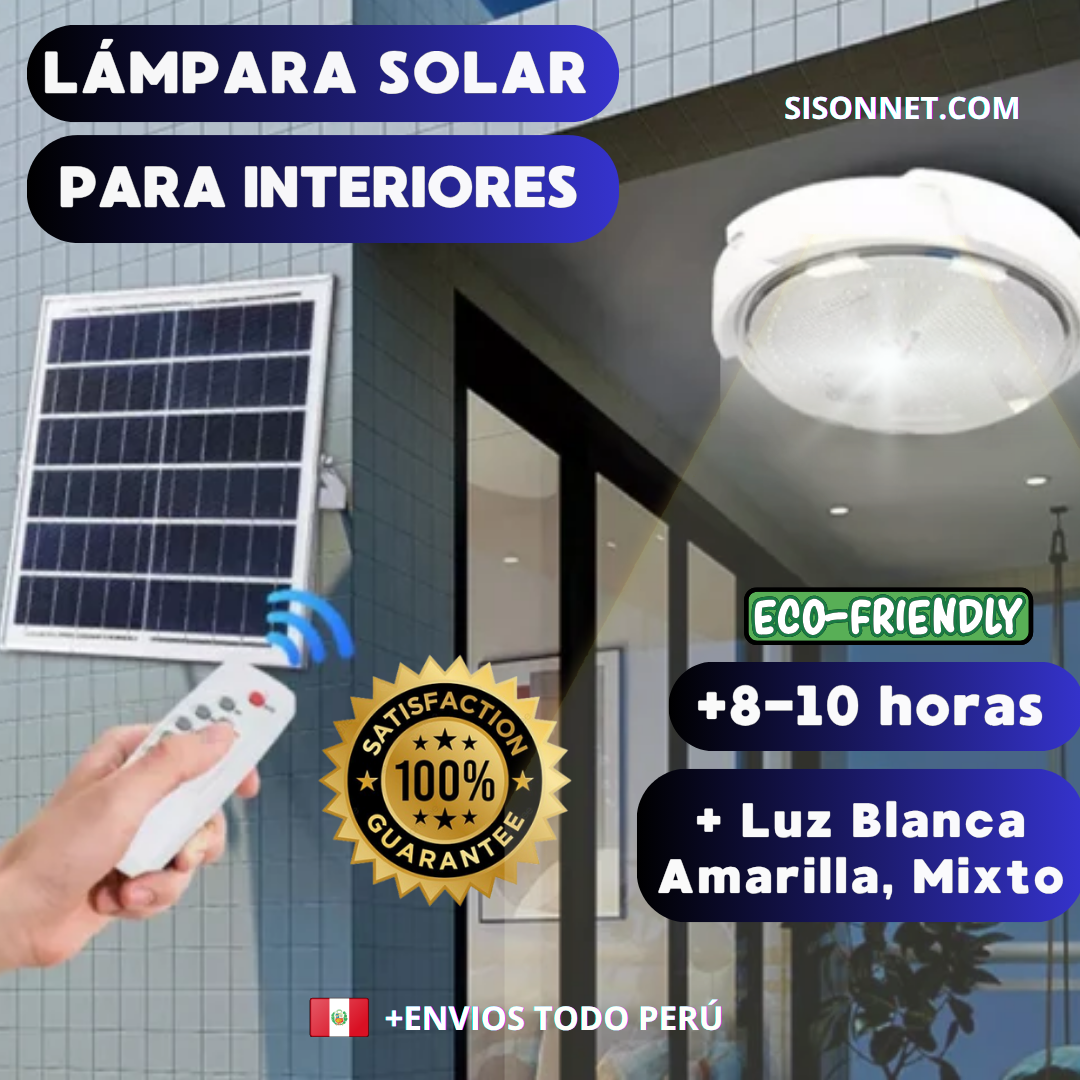 🌞 Lámpara Para Interiores con Panel Solar™ ⭐| Envios Perú