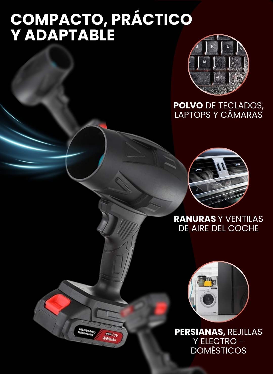 🌬️ Soplador Turbo Air Force® Inalámbrico⚡Limpieza Rápida | Envios Perú