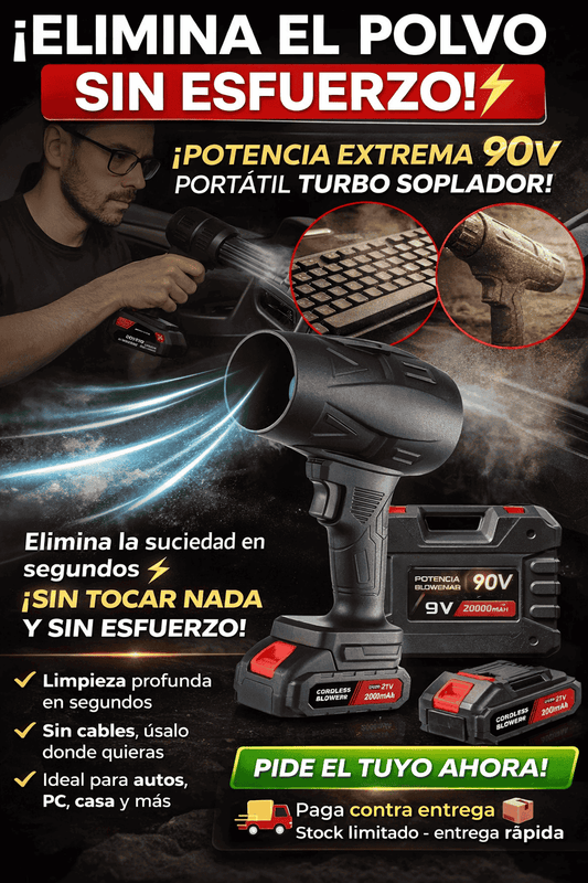 🌬️ Soplador Turbo Air Force® Inalámbrico⚡Limpieza Rápida | Envios Perú