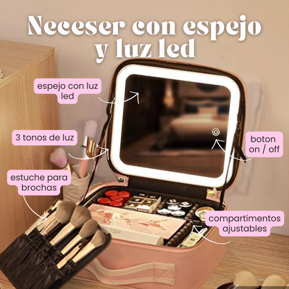 💝 Malentín Organizador de Maquillaje con Espejo Led + Separadores 💝 | Oferta Verano