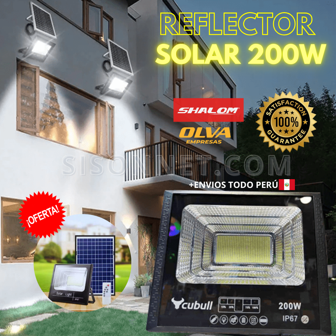 🌞 REFLECTOR SOLAR DE 200 WATTS + CABLE 5M💡 | ENVIOS PERÚ