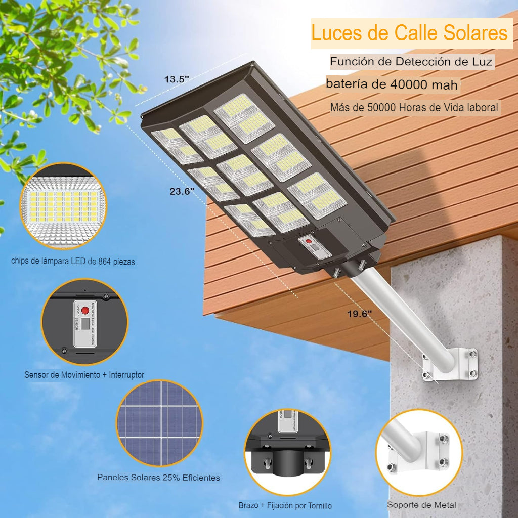 🌞 Luminaria Solar de 800W 💡Máxima Potencia, Cero Consumo | Paga al Recibir