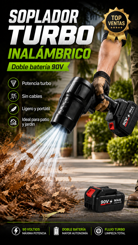 Soplador Turbo Air Force® Inalámbrico 90V Doble Batería | Envios Perú