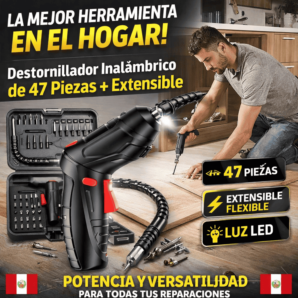 Destornillador Inalámbrico 47 Piezas⚡+Extensible Premium