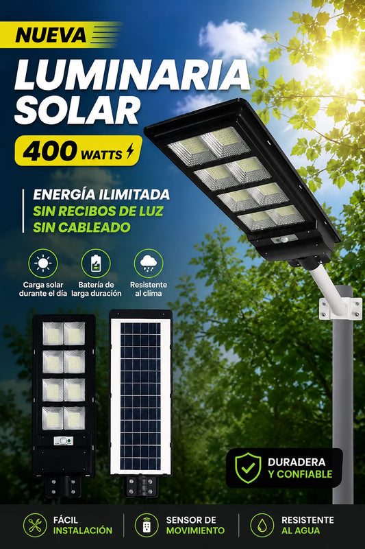 Luminaria Pastoral Solar de 400W + Soporte y Control | Oferta Agosto