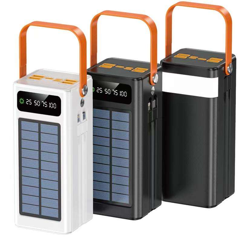 🔋Batería Portátil Solar 50,000mAh –⚡Carga Rápida + Cables Integrados & Luz LED