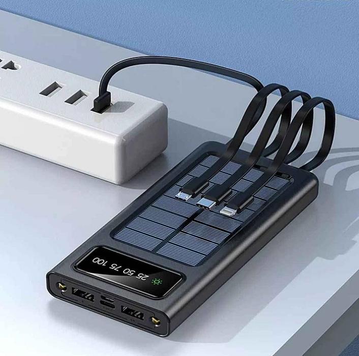 🔋CARGADOR PORTATIL 4 EN 1 CON PANEL SOLAR 20000mAh + LINTERNA🌞| OFERTA