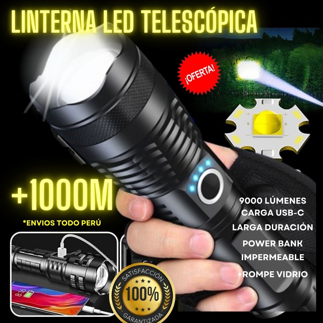 🔦 Linterna Led Potente Teléscopico | Paga en Casa