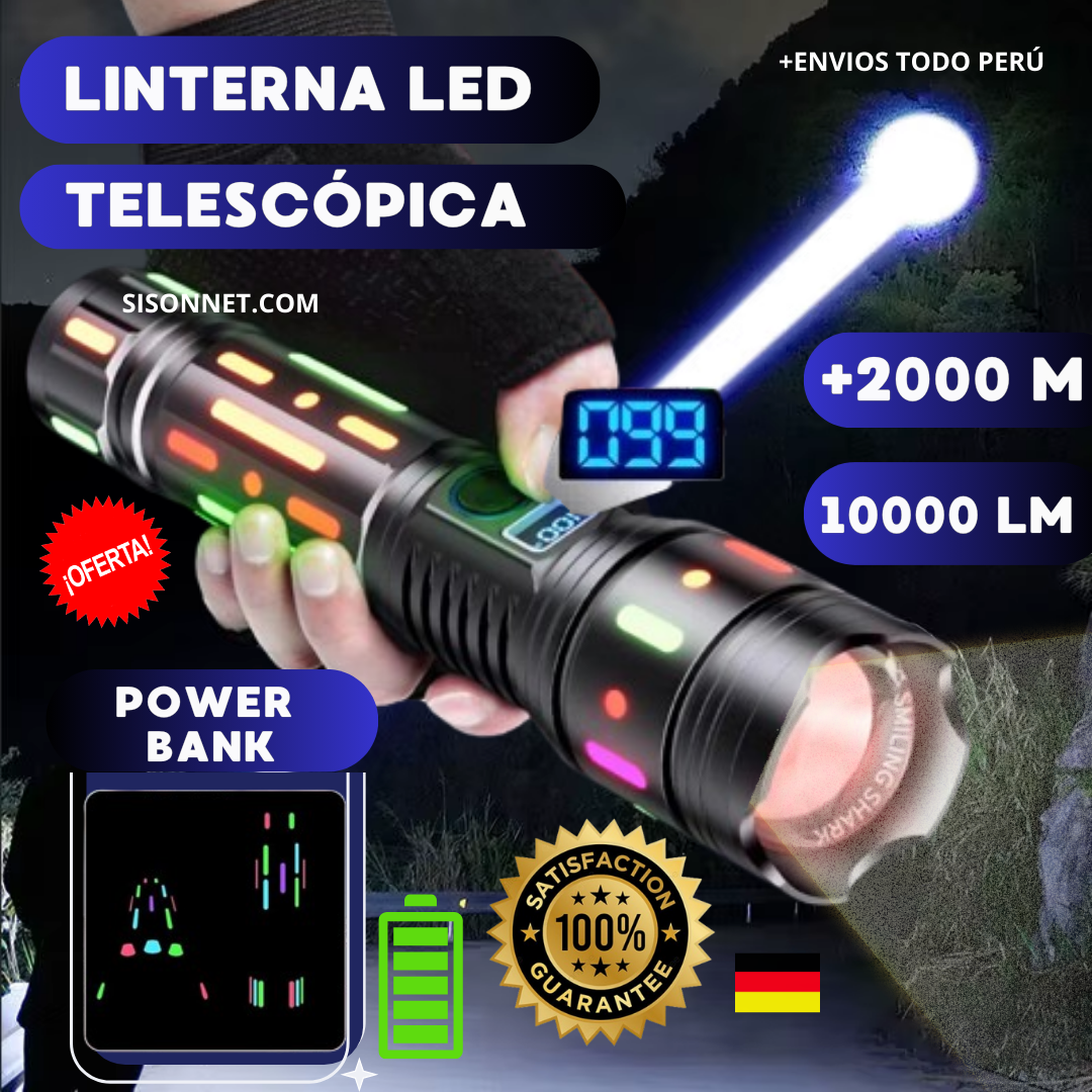 🔦😱Nuevo Modelo Linterna Max Telescópica 2500M + Potencia🔋| OFERTA