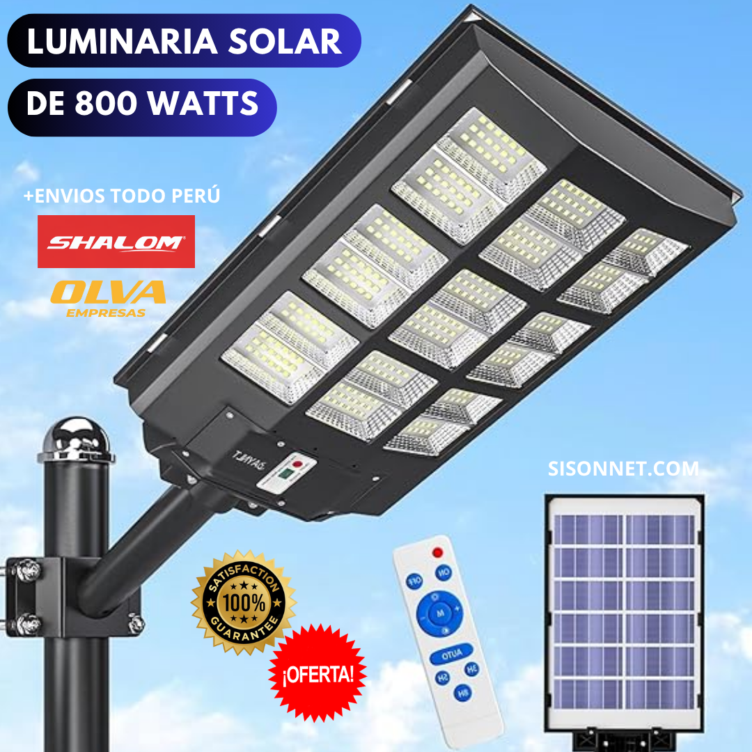 🌞 Luminaria Solar de 800W 💡Máxima Potencia, Cero Consumo | Paga al Recibir