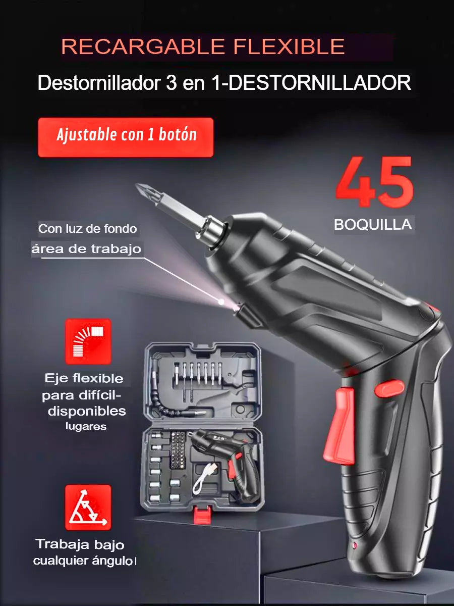 ⚡Destornillador Eléctrico Inalámbrico de 47 pzas. y Luz LED Integrada+ Extensible 🔥  | ENVÍO PERÚ