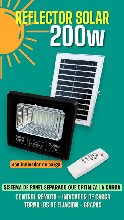 🌞 REFLECTOR SOLAR DE POTENCIA 200W + CABLE 5M Y CONTROL💡| STOCK LIMITADO 🎅🎄