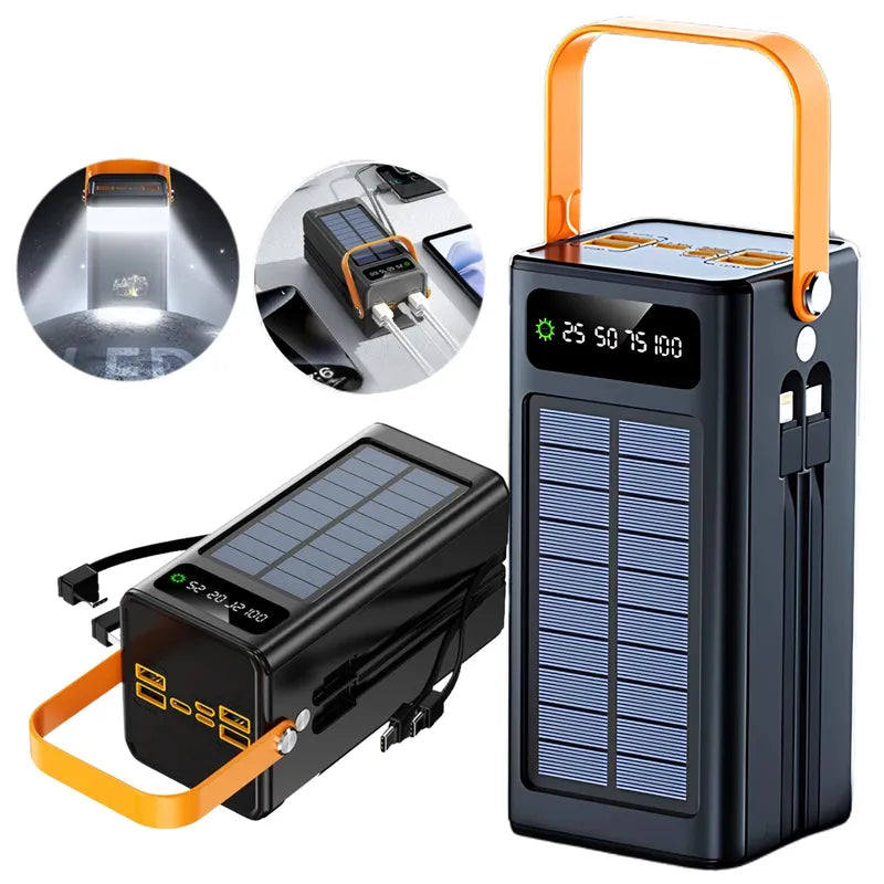 🔋CARGADOR PORTATIL 4 EN 1 CON PANEL SOLAR 40000mAh ⚡ + POTENTE🌞| ENVIO PERÚ